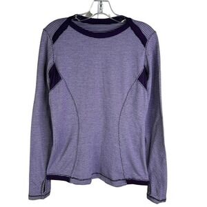 Lululemon‎ Base Runner Long Sleeve Sweatshirt Top Womens Purple Striped Pullover